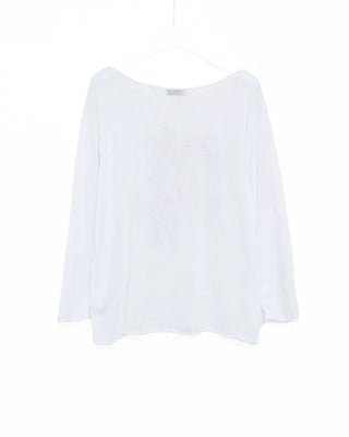 Off-shoulder lettering knit