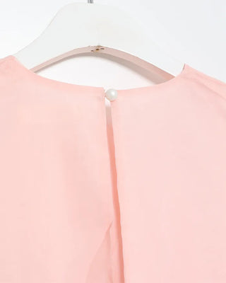 Organza ruffle balloon sleeve blouse
