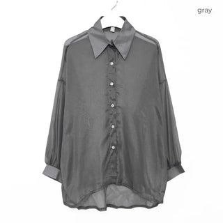 Drop-shoulder sheer shirt