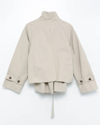 Stand-neck Big Gun Patch Yoke Short Trench Coat