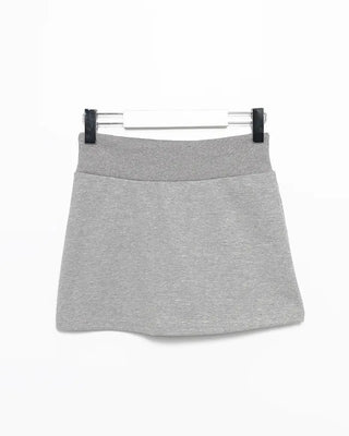 Wide-waisted ribbed sweatshirt mini skirt