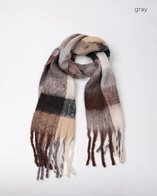 (Unisex) Checked Long Scarf