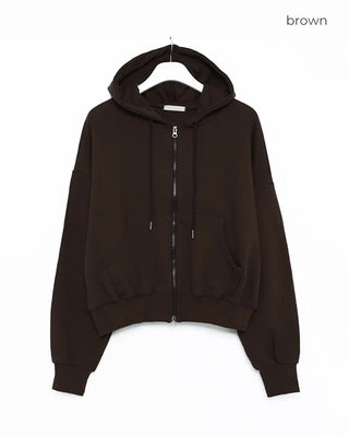 Cropped double-zip hoodie