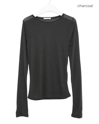 Round neck sheer long sleeve
