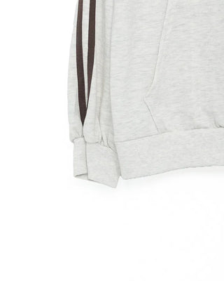 Half-zip line sleeve oversized hoodie