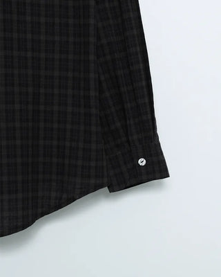 Checked hooded shirt