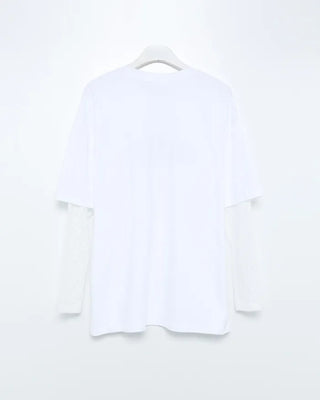 Lace sheer sleeve layered T-shirt