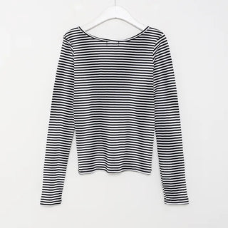 Striped basic long-sleeved T-shirt