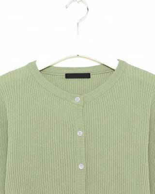 Ribbed round neck cardigan