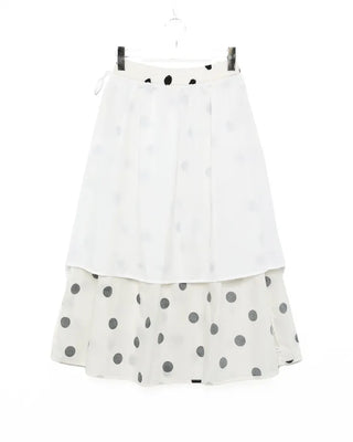 Big polka dot elastic waist long skirt