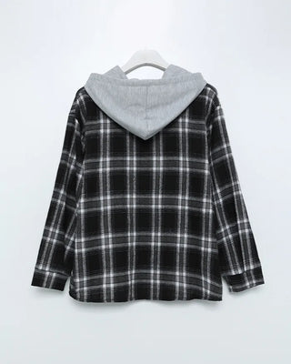 Hooded checkered shirt
