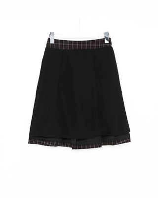 Checked pleated midi skirt