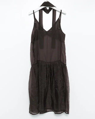 See-through gathered yoke camisole dress