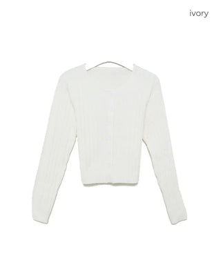 Cropped Cable Knit Cardigan
