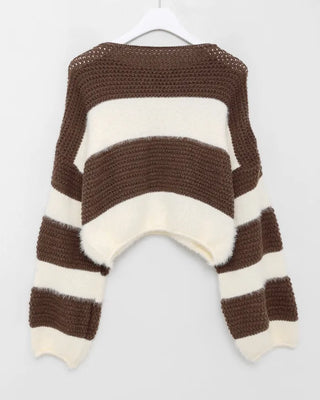Striped fur crop knit