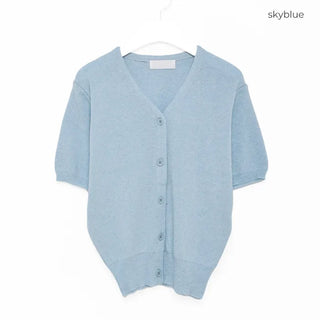 V-neck short-sleeved cardigan