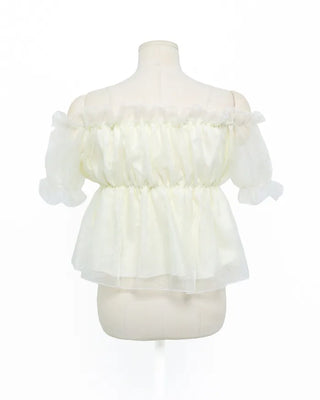 Organza Shirred Off-Shoulder Blouse