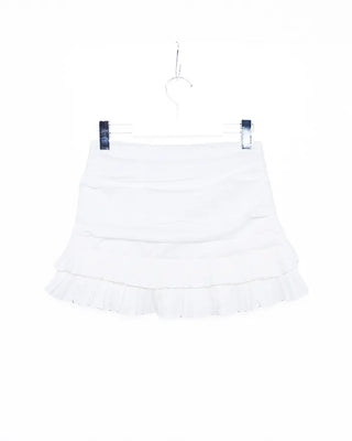 Shirred tiered pleated mini skirt