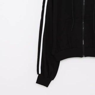Two-line cropped zip hoodie