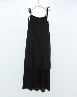 Ribbon Strap Shirred Gathered Dress
