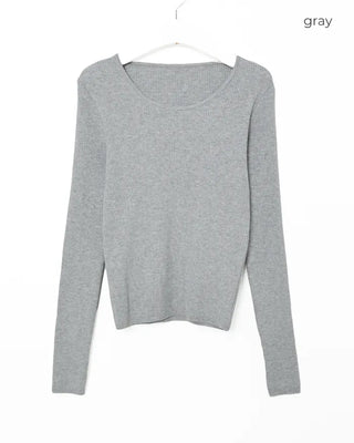 Ribbed U-neck T-shirt