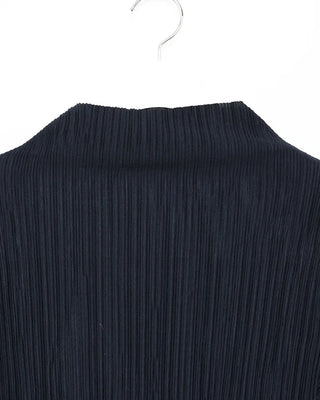 High-neck pleated blouse