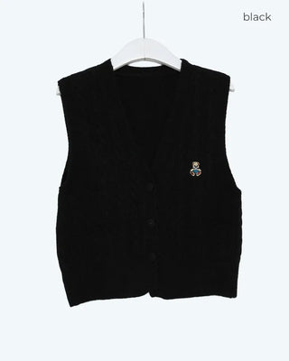 V-neck cable knit vest
