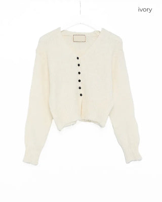 Black button-up V-neck cardigan