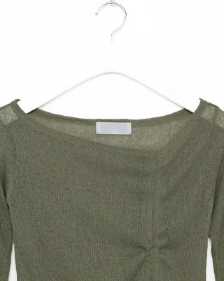 Side-shirred off-shoulder knit