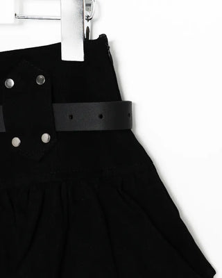 (With belt) Studded ruffle mini skirt