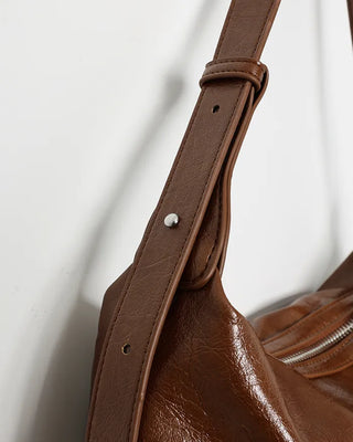 Eco-leather round shoulder bag