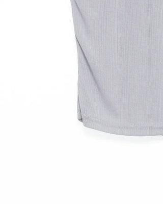 See-through ribbed half-length T-shirt