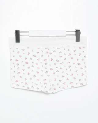 Wide Lace Waist Flower Rib Shorts