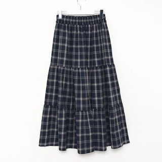 Checked long skirt