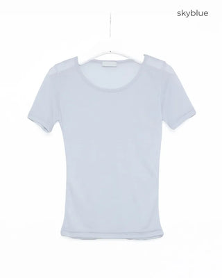 See-through slim half T-shirt