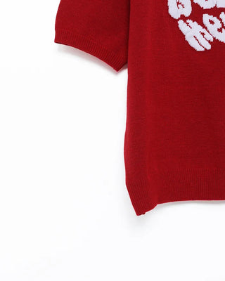 (Unisex) Heart Lettering Short-Sleeve Knit