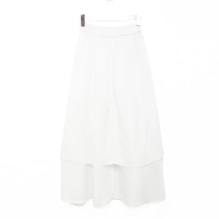 Frilled banded long skirt