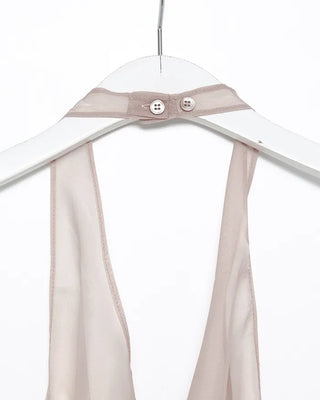 Button halter neck sheer bustier