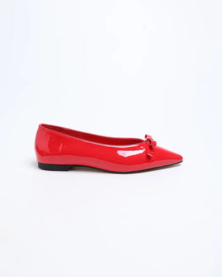 Enamel stiletto heel ribbon flat shoes