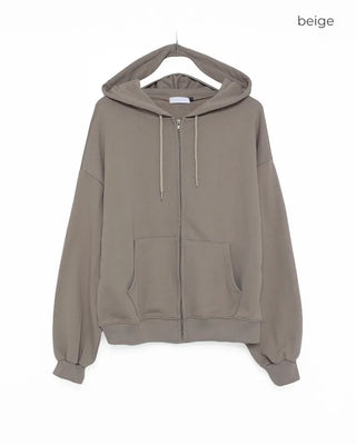 Washed Hooded Zip-Up