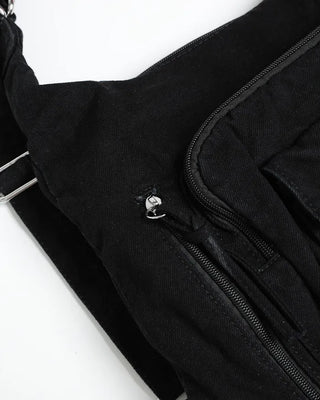 3-way multi-pocket denim bag