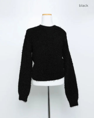Asymmetrical cropped shaggy knit