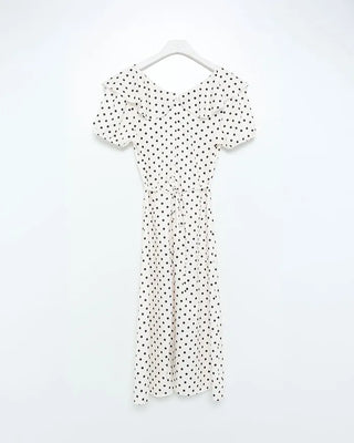 Polka Dot Puff Sleeve Long Dress