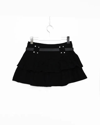 Belted frill can-can mini skirt