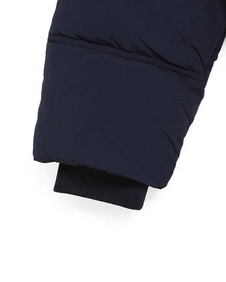 Loop button attached fur hood short down jacket