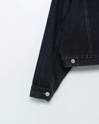 Stitched cropped denim jacket