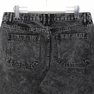 Black wide-leg denim pants