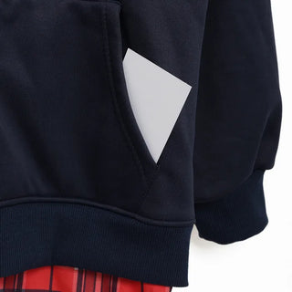 Checked layered hooded zip-up
