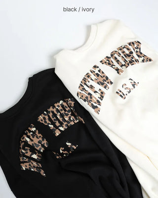 Leopard lettering sweatshirt