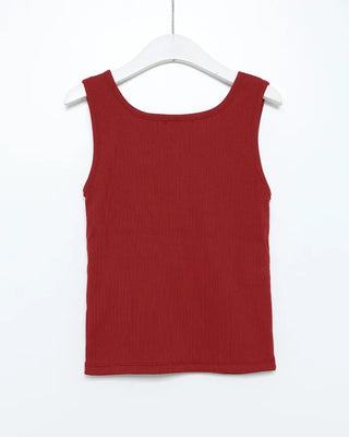 Square neck button sleeveless